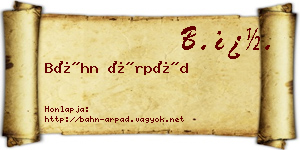 Báhn Árpád névjegykártya