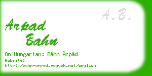 arpad bahn business card